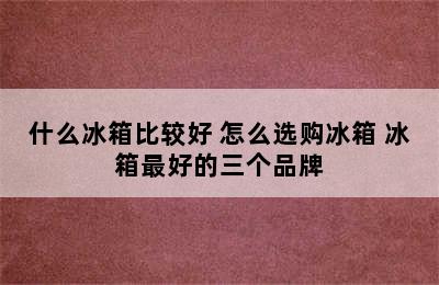 什么冰箱比较好 怎么选购冰箱 冰箱最好的三个品牌